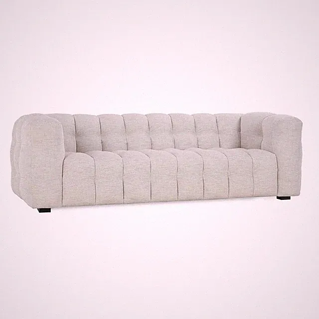 Pemberly Row Contemporary 94" Tufted Fabric Beige Finish Sofa
