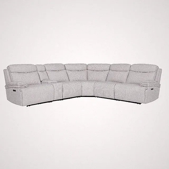 Pemberly Row Contemporary Airy Snow 6 Piece Power Reclining Sectional