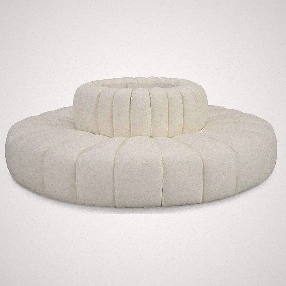 Pemberly Row Contemporary Cream Vegan Leather Modular Sectional
