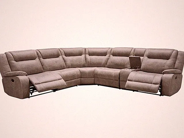 Pemberly Row Contemporary Desert Taupe 6 Piece Reclining Sectional
