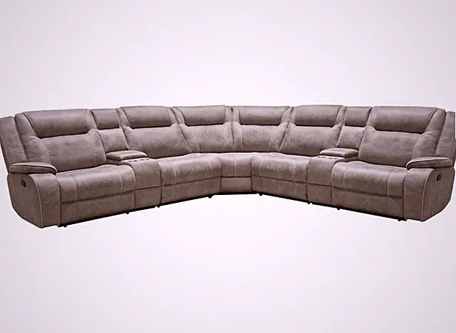 Pemberly Row Contemporary Desert Taupe 7 Piece Reclining Sectional
