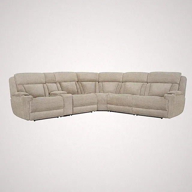 Pemberly Row Contemporary Fabric Reclining Sectional in Beige