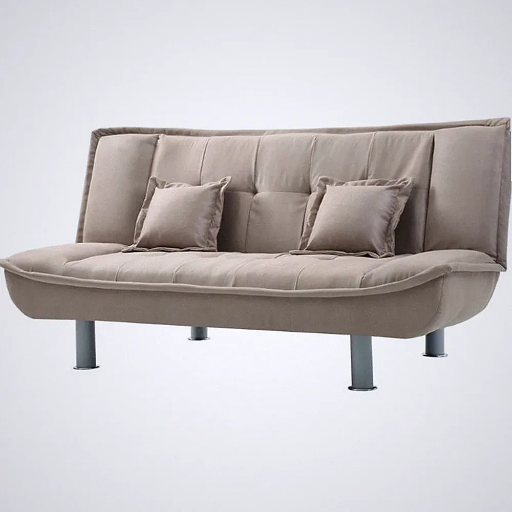 Pemberly Row Contemporary Microsuede Sleeper Sofa in Mocha Finish