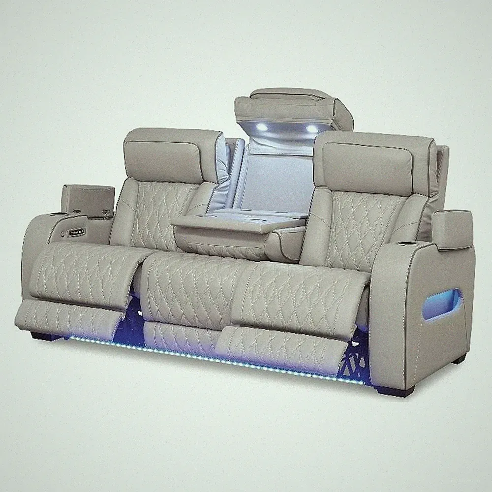 Pemberly Row Contemporary Power Reclining Sofa in Gray