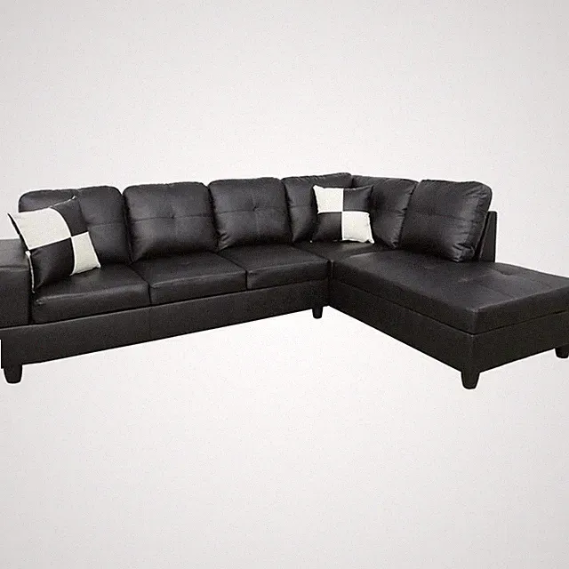 Pemberly Row Contemporary Right-Facing Sectional Sofa Set in Ultimate Black