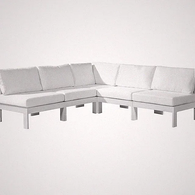 Pemberly Row Contemporary White Outdoor Patio Modular Sectional