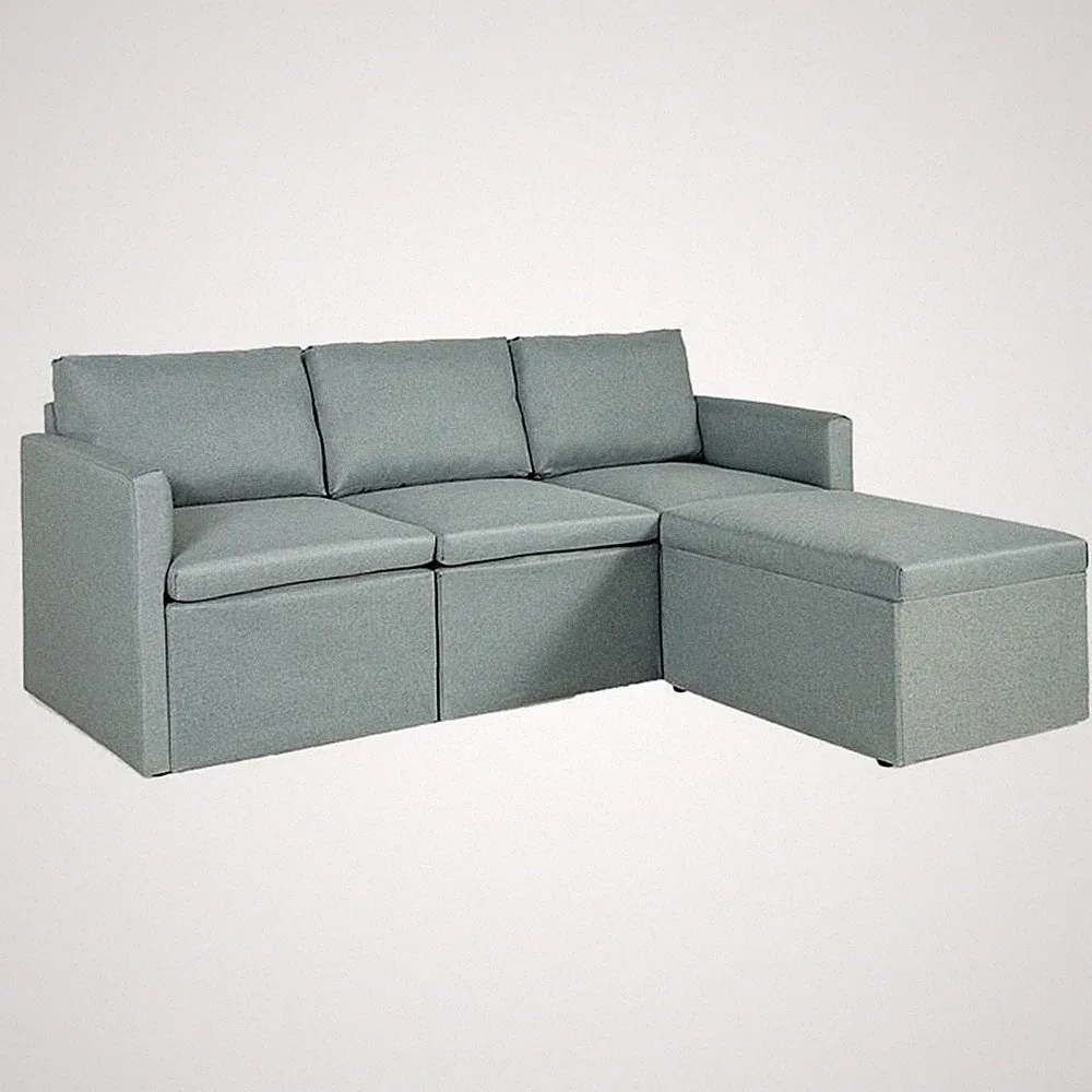 Pemberly Row Convertible Sectional Sofa L Shape Couch/Reversible Chaise in Green