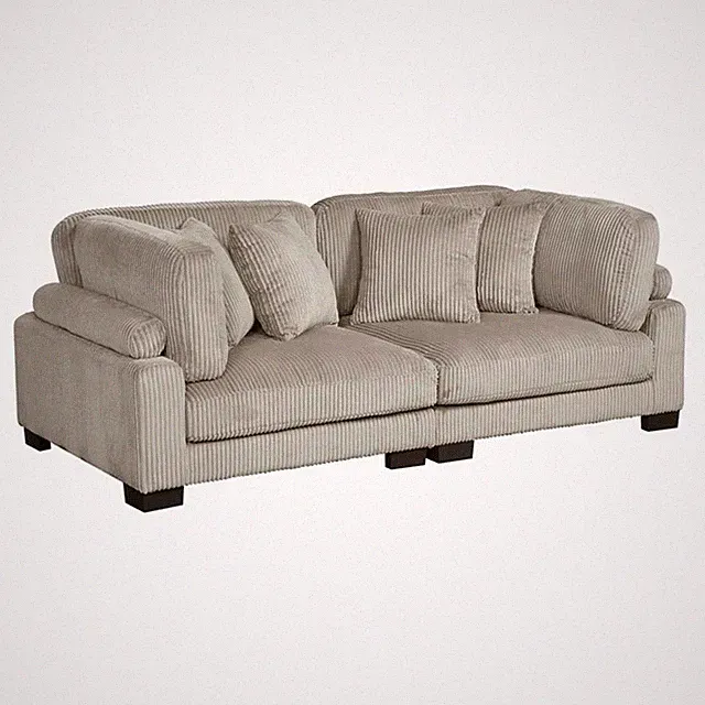Pemberly Row Corduroy Modular Loveseat with 4 Pillows 300 lbs in Taupe