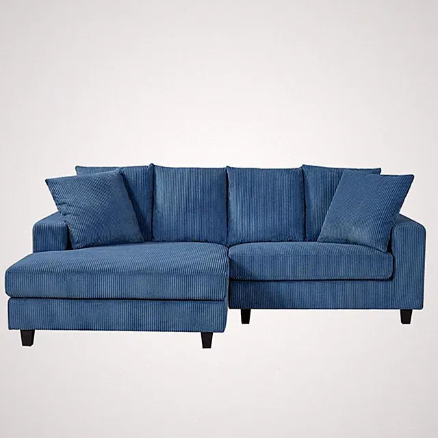 Pemberly Row Corduroy Sleeper Sectional with Left-Facing Chaise in Blue