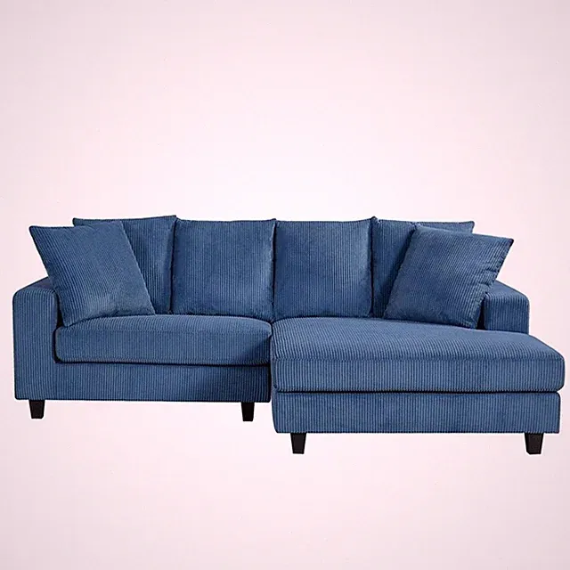 Pemberly Row Corduroy Sleeper Sectional with Right-Facing Chaise in Blue