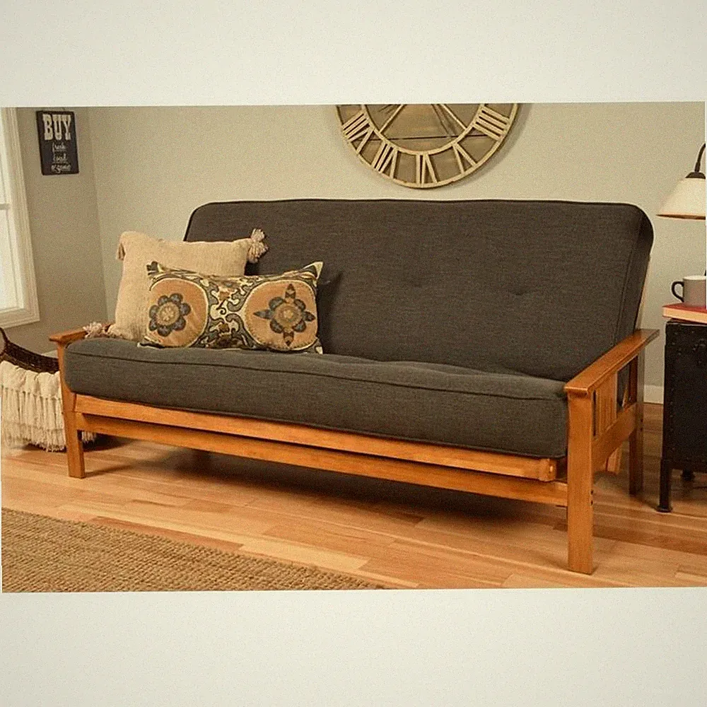 Pemberly Row Cotton/Foam Full-size Futon 7" Mattress with Charcoal Cover