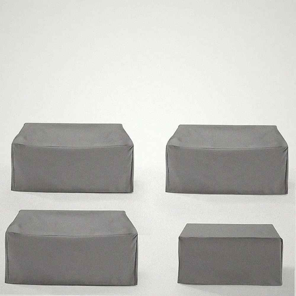 Pemberly Row Covers 4-Piece Traditional Vinyl Sectional Cover Set in Gray