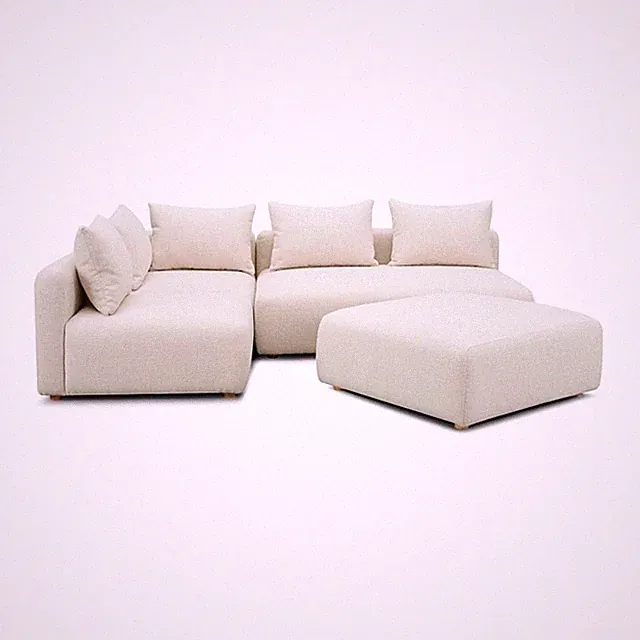 Pemberly Row Cream Heavy Textured Fabric 4-Piece Modular Chaise Sectional