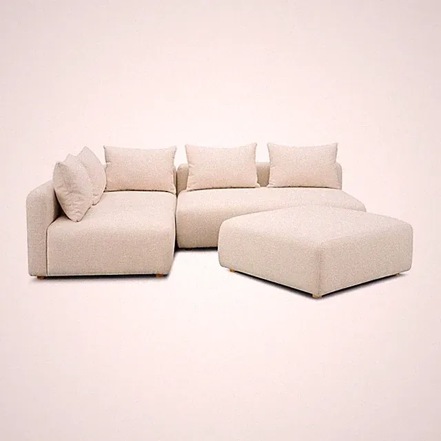 Pemberly Row Cream Heavy Textured Fabric 4-Piece Modular Sectional