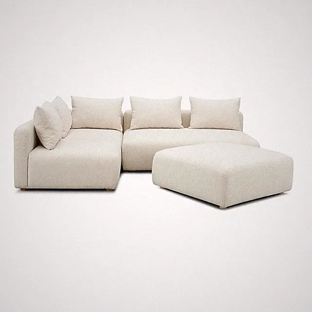 Pemberly Row Cream Heavy Textured Fabric 4-Piece Modular Sectional