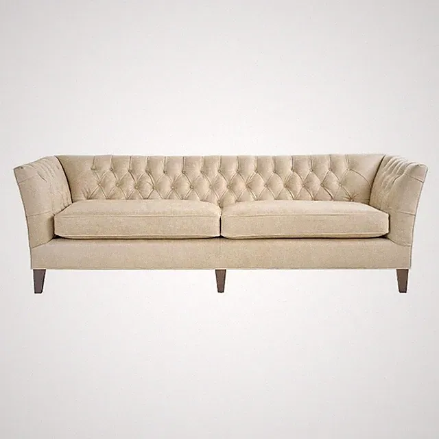 Pemberly Row Duncan Button-Tufted Leather Sofa with Nailhead Trim in Tan