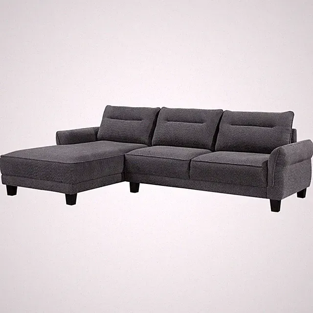 Pemberly Row Fabric Upholstered Curved Arms Sectional Sofa Gray