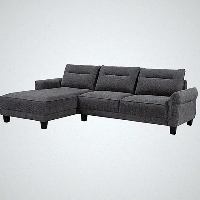 Pemberly Row Fabric Upholstered Curved Arms Sectional Sofa Gray