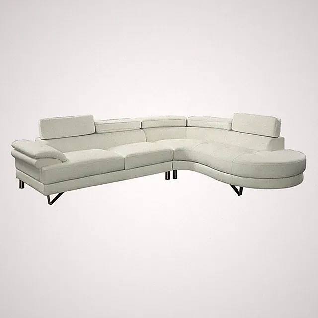 Pemberly Row Faux Leather 2 Piece Sectional with Adjustable Back in White