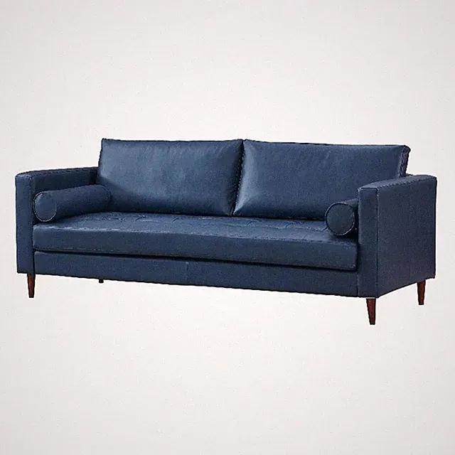Pemberly Row High Density Sponge Foam Eco Leather Sofa in Blue