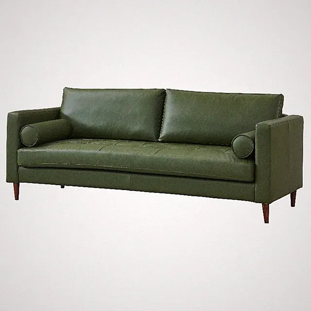 Pemberly Row High Density Sponge Foam Eco Leather Sofa in Green