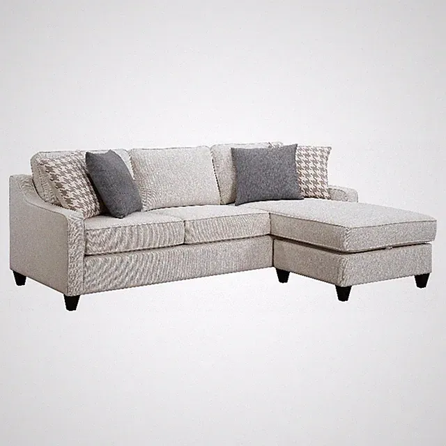 Pemberly Row L-Shaped Fabric Sectional with Chaise Storage in Cream