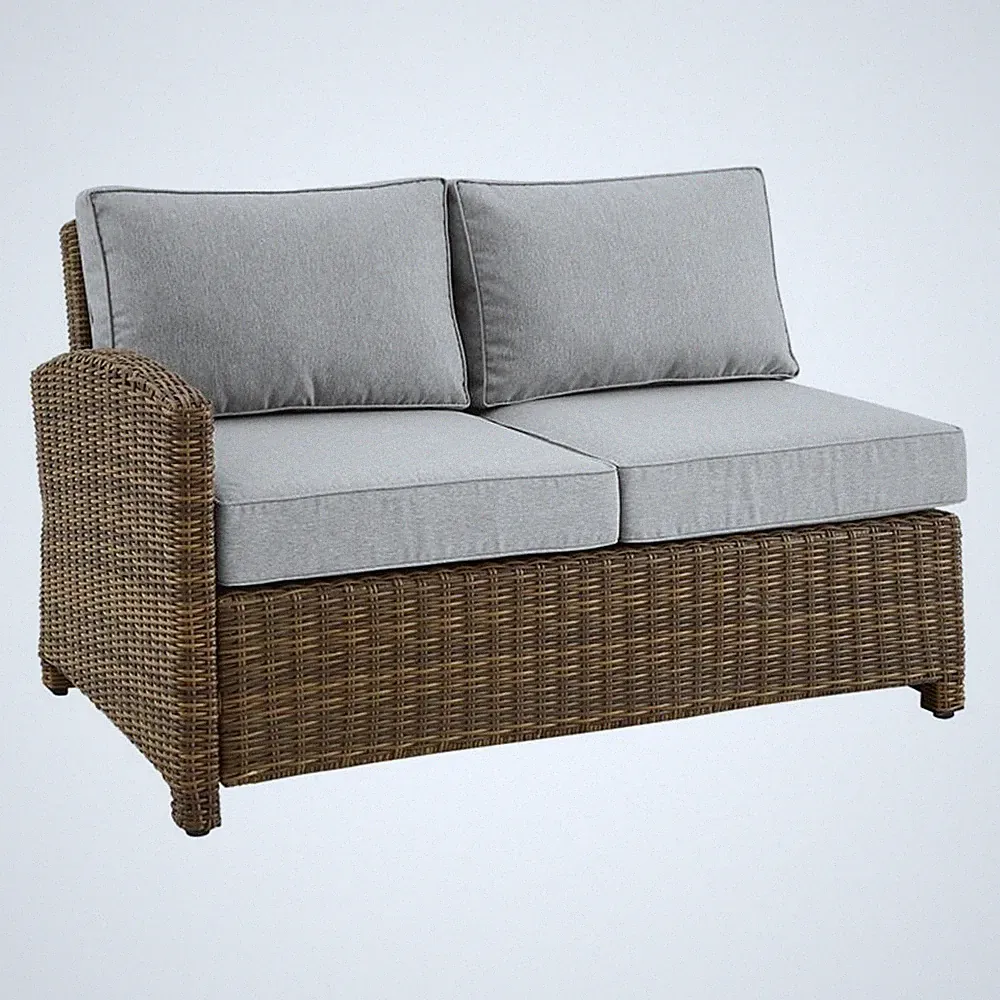 Pemberly Row Left Side Sectional Loveseat with Gray Cushions