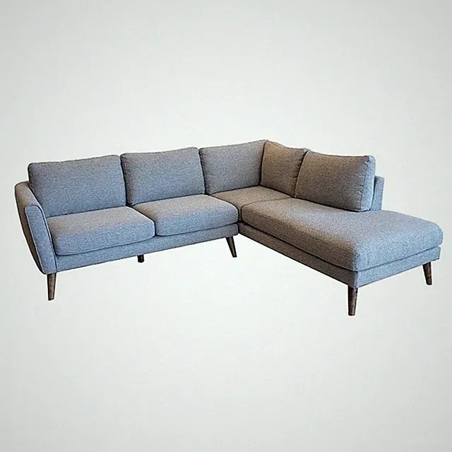 Pemberly Row Mid-Century Fabric Pillow-Back Right-Facing Sectional in Gray