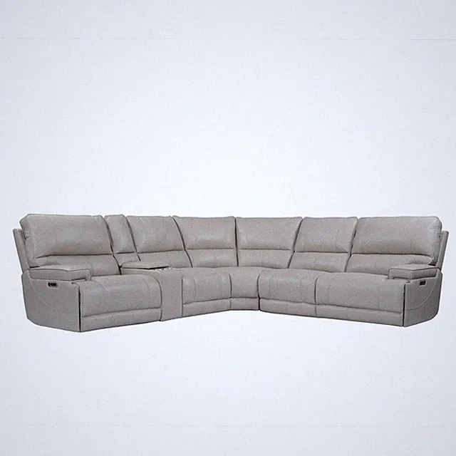 Pemberly Row Modern 6 Piece Leather Reclining Sectional in Gray
