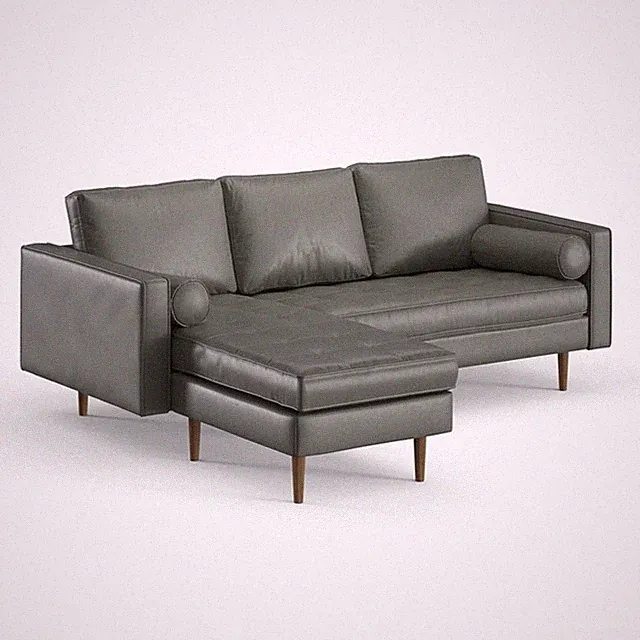 Pemberly Row Modern Vegan Leather Reversible Sectional in Slate