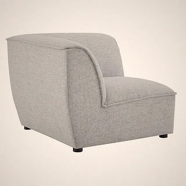Pemberly Row Polyester Fabric Corner Sectional Sofa Chair in Light Gray