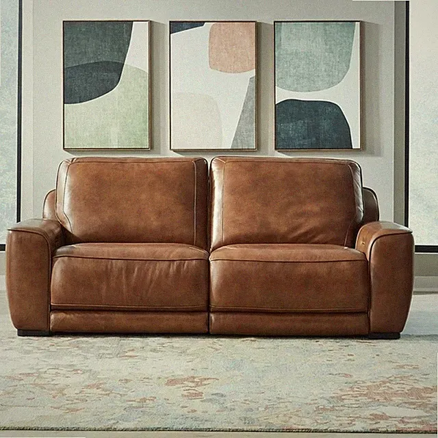 Pemberly Row Power Reclining Sofa with Zero Wall Design in Honey Brown
