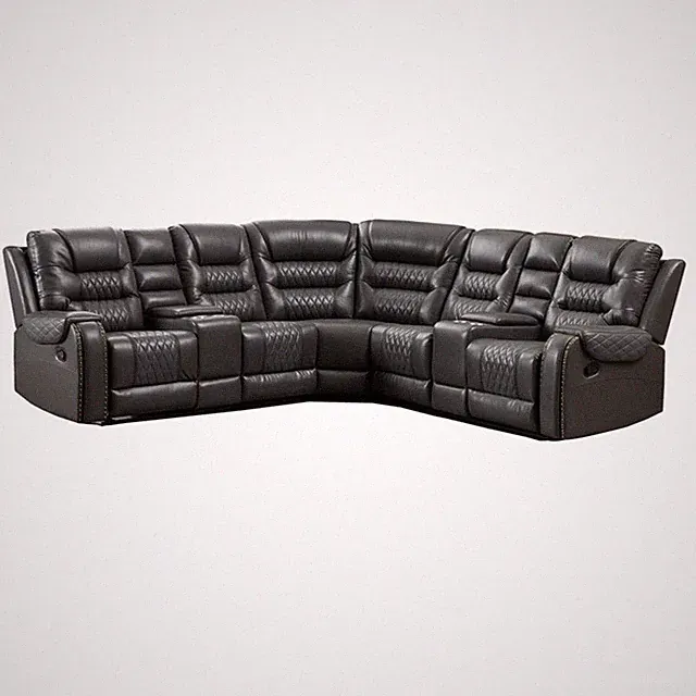 Pemberly Row PU Leather Gray Sectional Sofa L-Shaped Reclining
