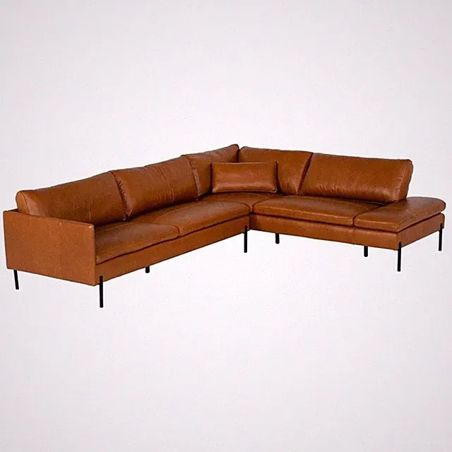 Pemberly Row Right Facing Cognac Leather Sectional Sofa with Chaise