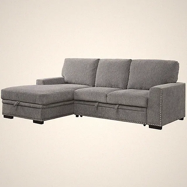 Pemberly Row Sectional with Pull Out Bed and Storage in Dark Gray