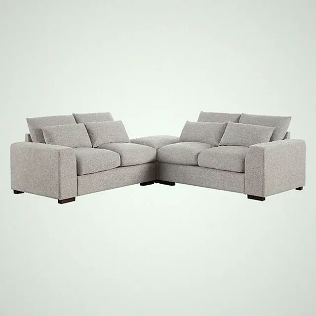 Pemberly Row Square Arm Modular Reversible Sectional Sofa & Ottoman-LightGray