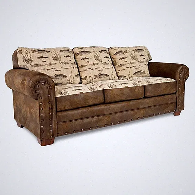 Pemberly Row Traditional Microfiber Sofa in Brown with Solid Wood Legs