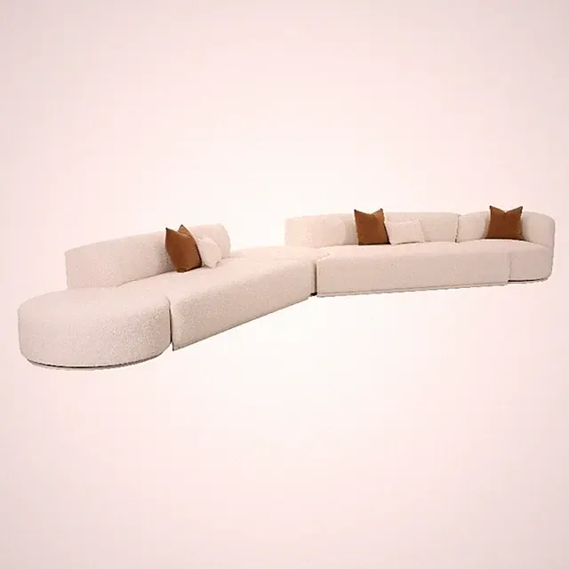 Pemberly Row Transitional Cream Boucle 5-Piece Modular Chaise Sectional