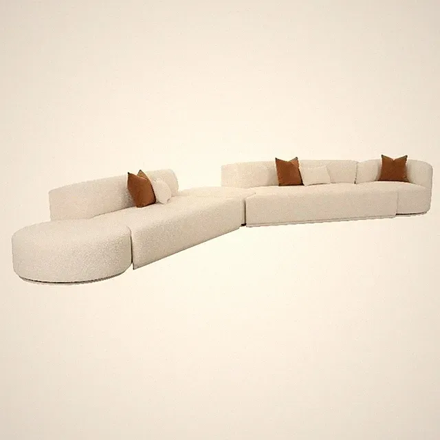 Pemberly Row Transitional Cream Boucle 5-Piece Modular Chaise Sectional