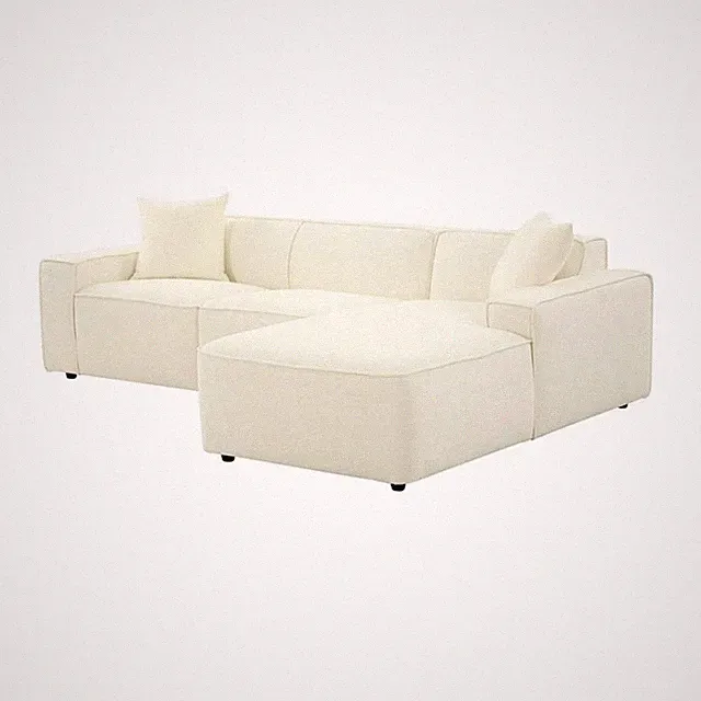 Pemberly Row Transitional Cream Linen Upholstered Sectional - RAF