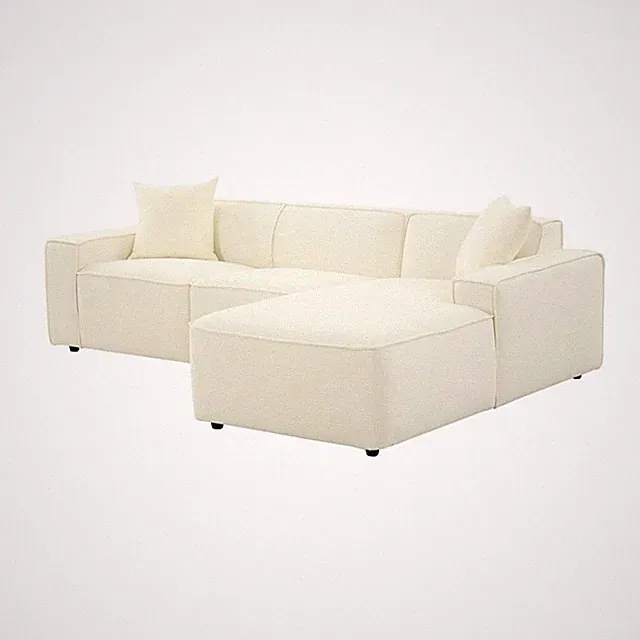Pemberly Row Transitional Cream Linen Upholstered Sectional - RAF