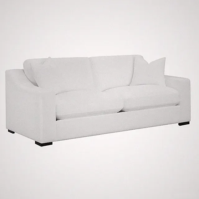 Pemberly Row Transitional Upholstered Fabric Sofa with Sloped Arms in White