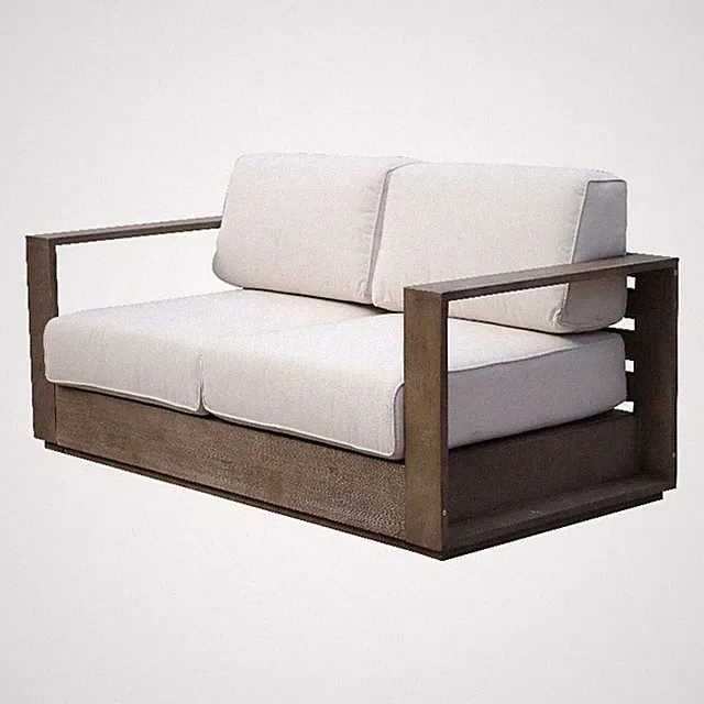 Pemberly Row Two Seater Modern Eucalyptus Wood Sofa in Brown Finish