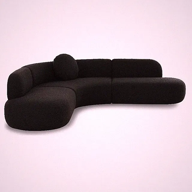 Pemberly Row Upholstered Contemporary Accent Black Boucle Sectional