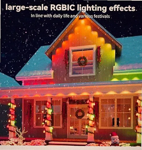 Permanent Outdoor Lights, 104ft RGBIC String Downlights with 76 LEDs, Smart
