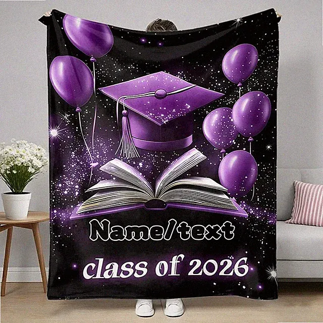 Personalized Custom Name Text Graduation Gift Printing Pattern Blanket Sofa Bed√