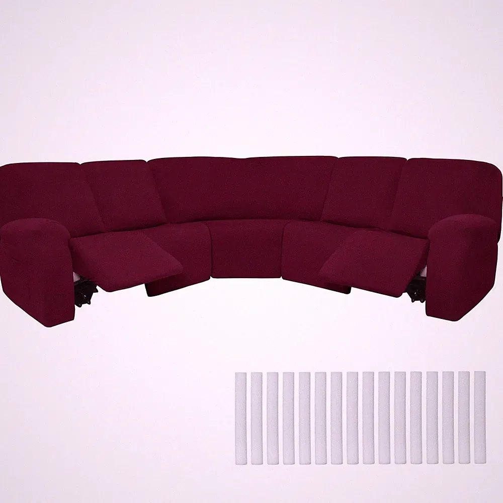 Peryiter 7 Pcs L Shape Sectional Recliner Sofa Covers 5 Seat Sectional Couch...