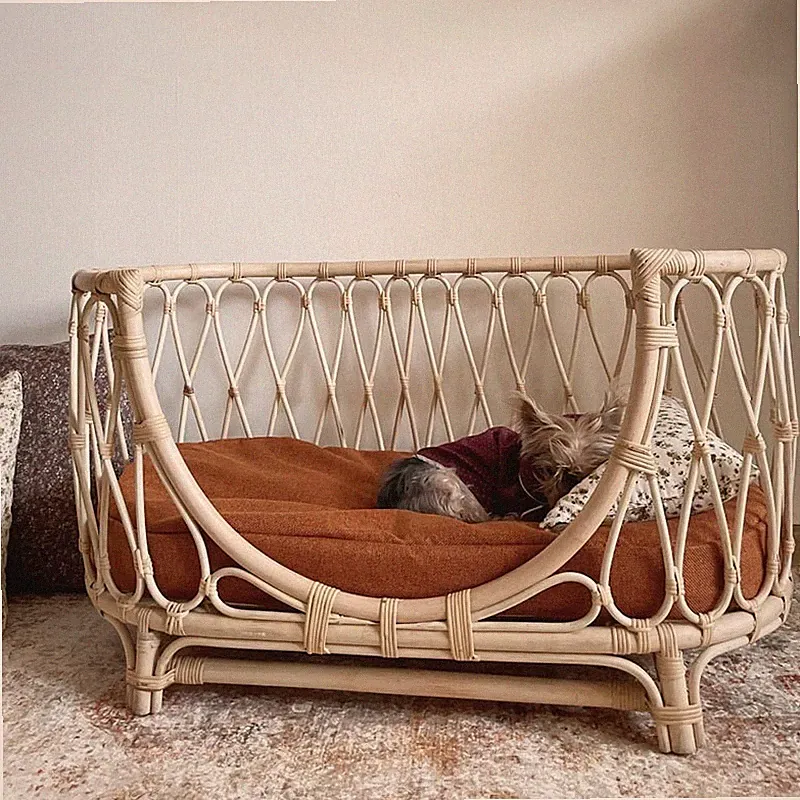 Pet Bed Handmade Rattan Woven Pet Bed Sofa For Dogs
