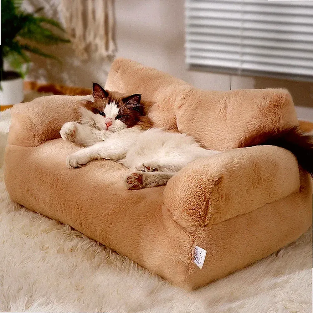 Pet Couch Bed Washable Cat Beds Fluffy Cat Sofa for Medium Small Dogs Non-Slip