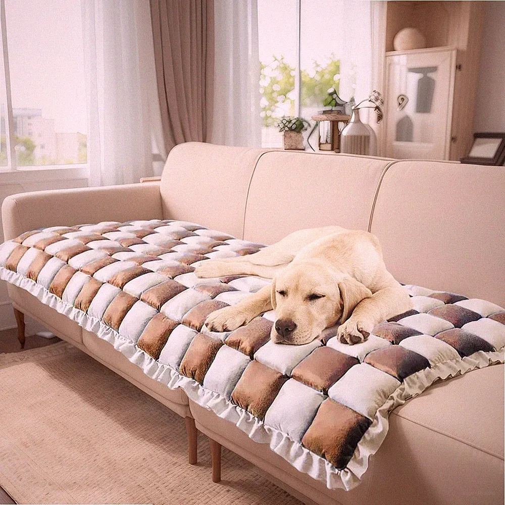 Pet Couch Cover Protector Anti-Slip Plaid Sofa Pads Dog Bed Mat for Couch